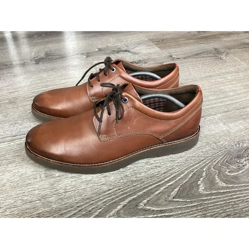 Clarks Mens Folcroft Plain Brown Lace Up Comfort Walking Oxford Shoes Size 11 M
